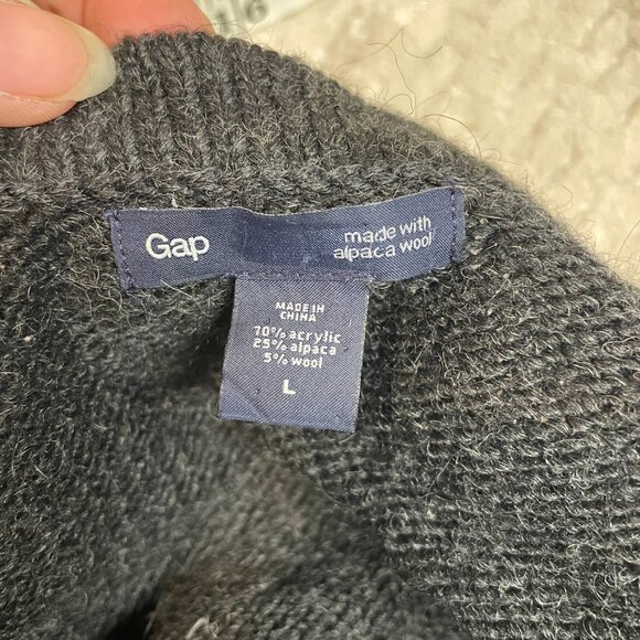 Gap 90s Style Womens Alpaca Wool Gray Knit Button Up Dark Academia Sweater Large - Picture 7 of 7